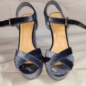Charlotte Russe 6 Platform Blue Velvet Heels